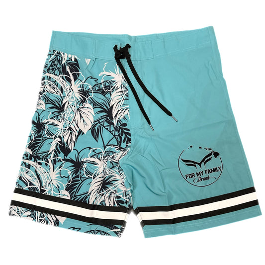 KIDS- "BABY BLUE" REFLECTIVE SURF SHORTS