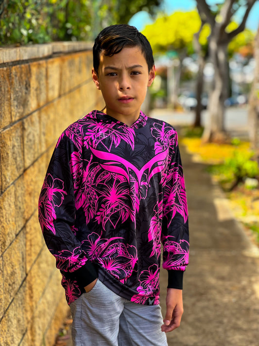 *KIDS* BACK INSTOCK! Black & Pink floral Hooded long sleeve