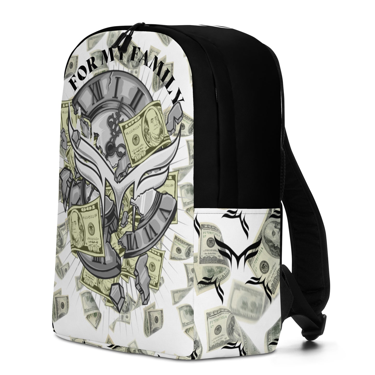 Backpack- Money Cant buy time (White)